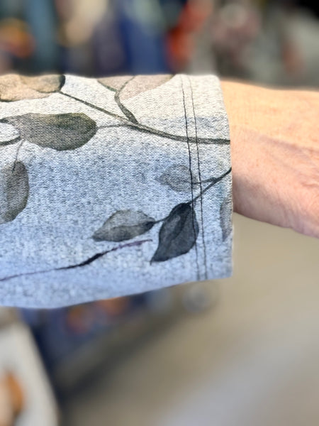 Jess and Jane French Brushed Tunic with Should Button Accent-Rosemary