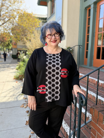 Moonlight Dot Tunic - Red/Gray Dot