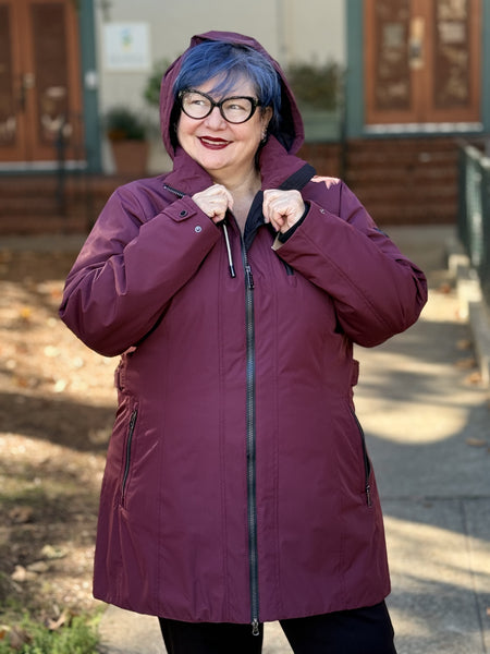 Frandsen Zip Hooded Coat- Burgundy