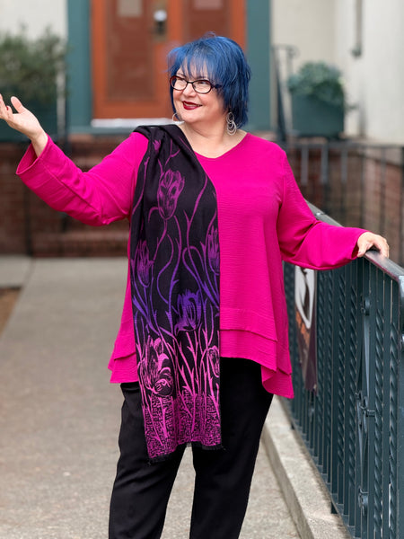 Sydney Project V-Neck Swing Top-Magenta