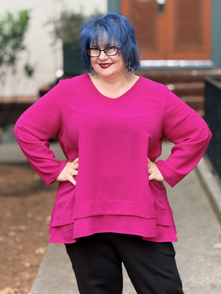 Sydney Project V-Neck Swing Top-Magenta