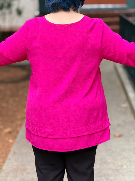 Sydney Project V-Neck Swing Top-Magenta
