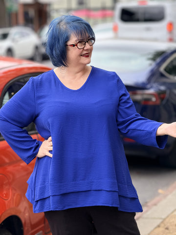 Sydney Project V-Neck Swing Top-Royal