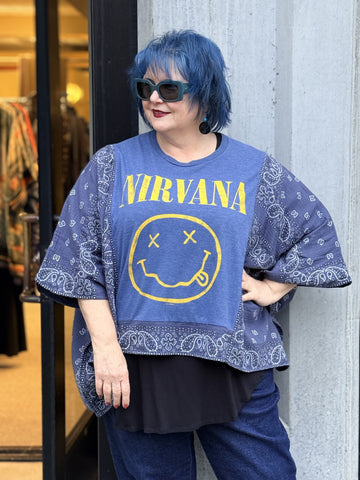 Shannon Passero Banded Rock and Roll Pullover- Nirvana