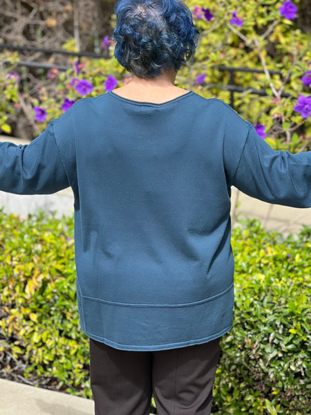 Shana Angled Pocket Sweater- Teal