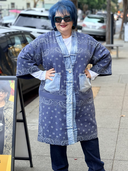 Shannon Passero Denim Patch Duster-Blue Bandana