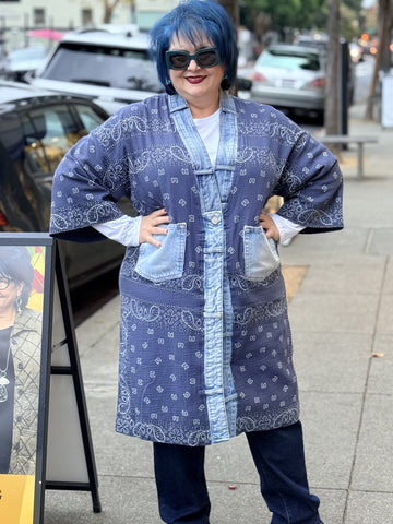 Shannon Passero Denim Patch Duster-Blue Bandana