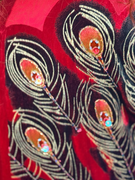 Aris A Burnout Velvet Peacock Duster One Size