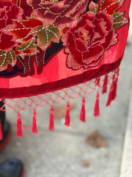 Aris A Burnout Velvet Peacock Duster One Size