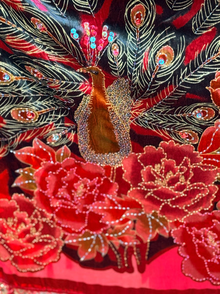 Aris A Burnout Velvet Peacock Duster One Size