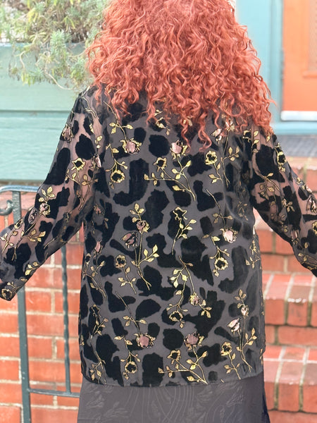 Aris A Black/Gold Velvet Burnout Jacket