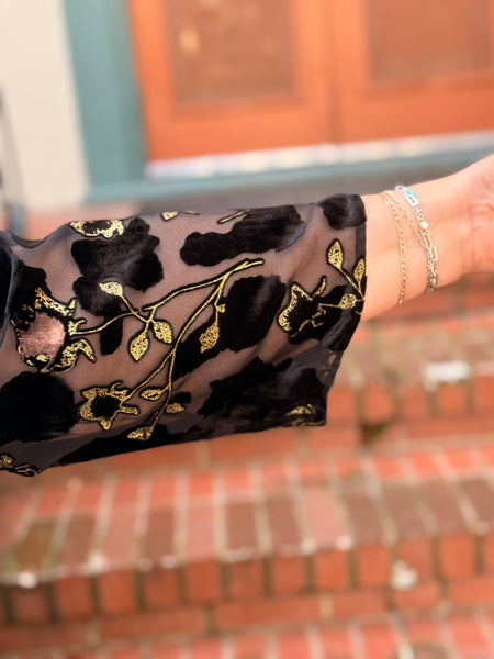 Aris A Black/Gold Velvet Burnout Jacket