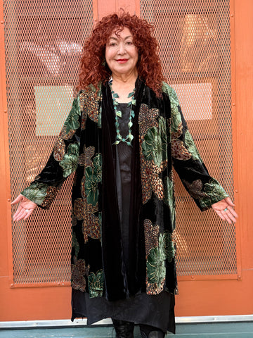 Aris A Velvet Burnout Duster -Leaf