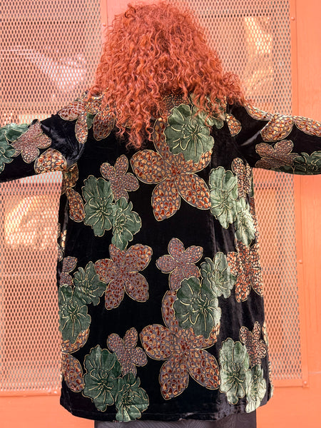 Aris A Velvet Burnout Duster -Leaf