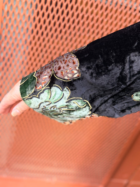 Aris A Velvet Burnout Duster -Leaf