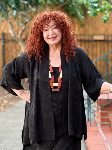 Citron Open Front Kimono-Solid Black