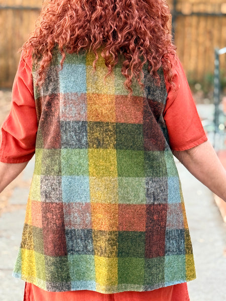 Vine Street Plaid Vest- Multi