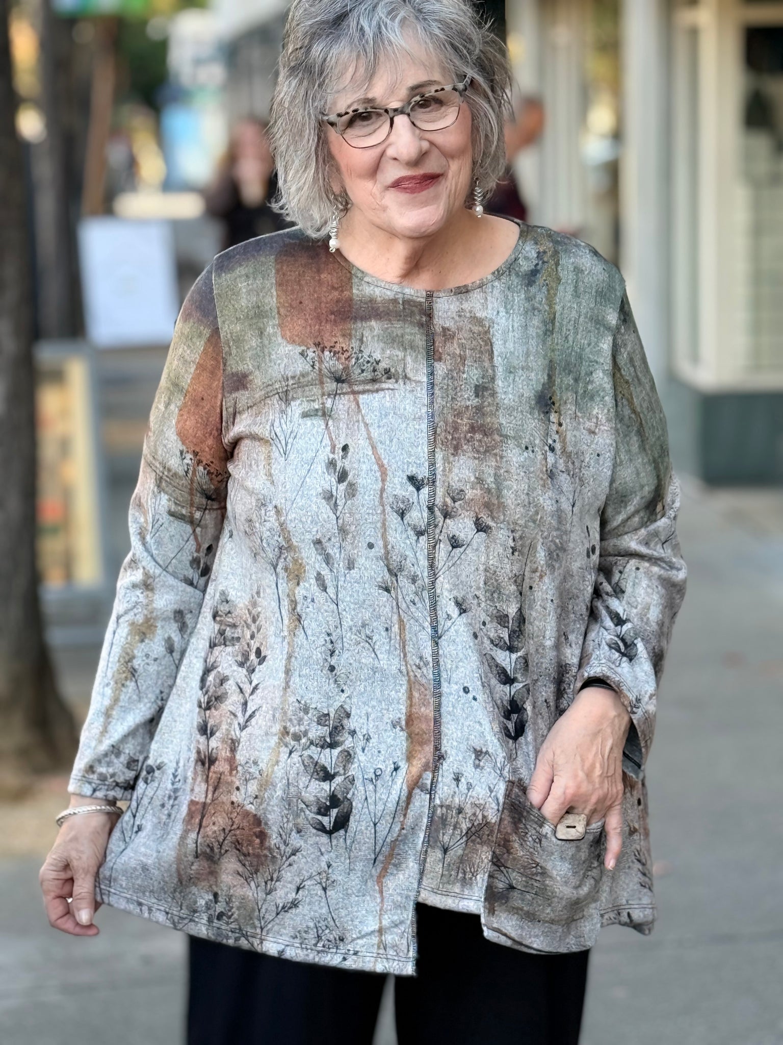 Jess and Jane Brushed Knit Tunic Top -Daydream