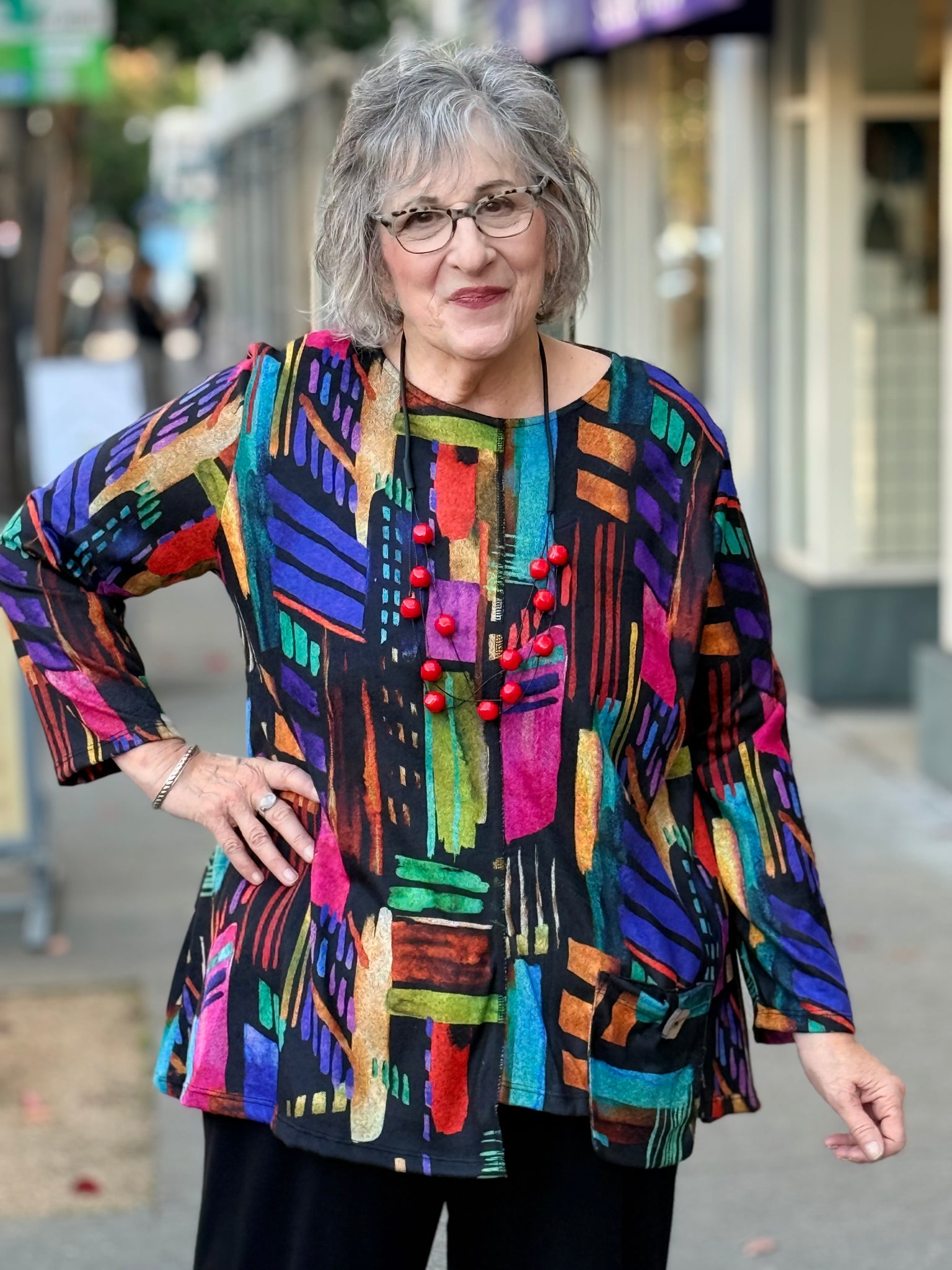 Jess and Jane Brushed Knit Tunic Top -Times Square