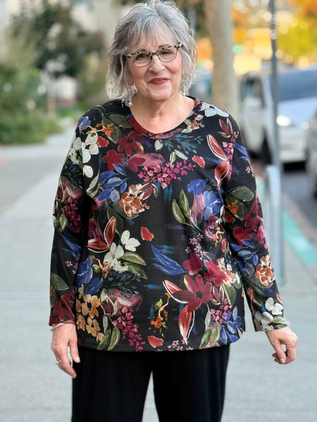 Jess and Jane Brushed V-Neck Knit Tunic Top-Juliette