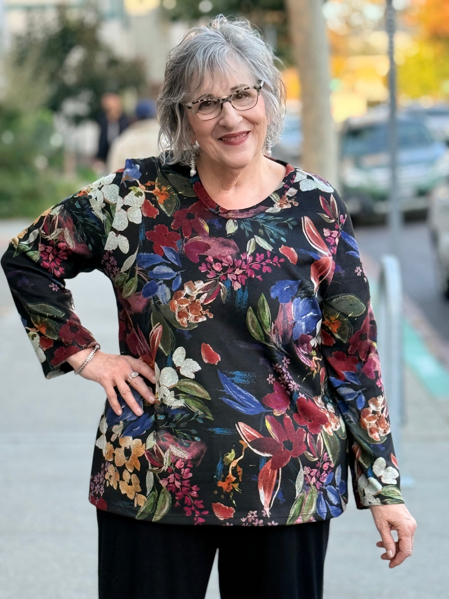 Jess and Jane Brushed V-Neck Knit Tunic Top-Juliette