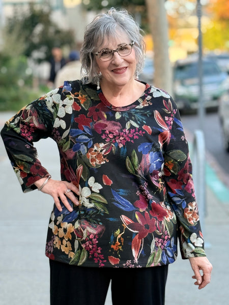 Jess and Jane Brushed V-Neck Knit Tunic Top-Juliette