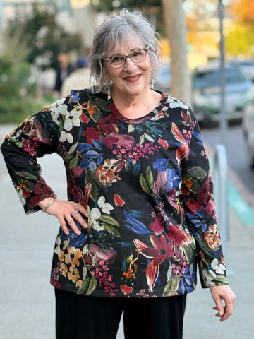 Jess and Jane Brushed V-Neck Knit Tunic Top-Juliette