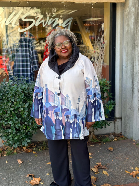 Lindi Water Repellent Reversible Toggle Button Raincoat-Paris Rainy Day