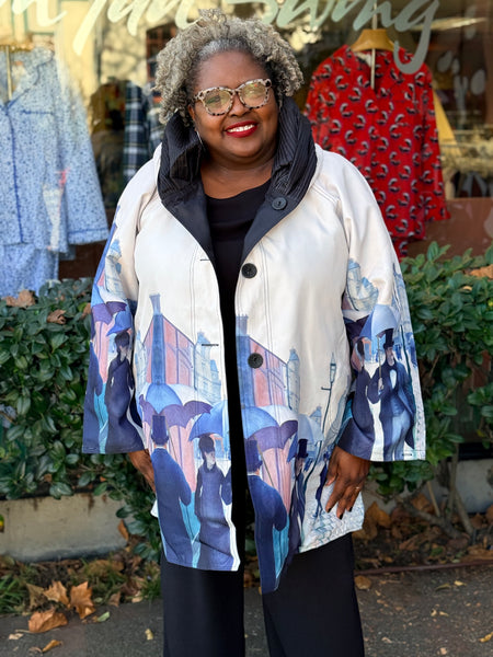 Lindi Water Repellent Reversible Toggle Button Raincoat-Paris Rainy Day