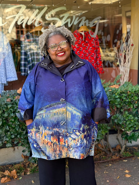 Lindi Water Repellant Reversible Toggle Button Rain Coat-J22539W