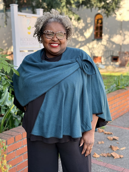 Rapti Cashmere Reversible Buckle Shawl #C Black/Teal