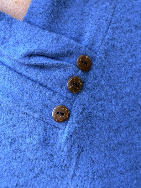 Jess and Jane Brushed Hacci Pleat Neck-Cobalt