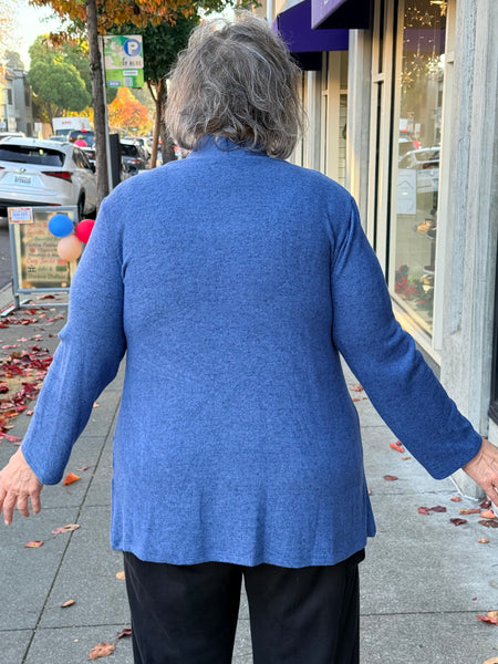 Jess and Jane Brushed Hacci Pleat Neck-Cobalt