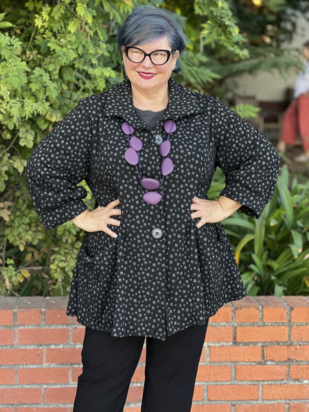 Sydney Abstract Dot Button Brooke Jacket - Black/Grey