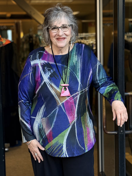 Jess and Jane Brushed Knit Long Sleeve Top Como