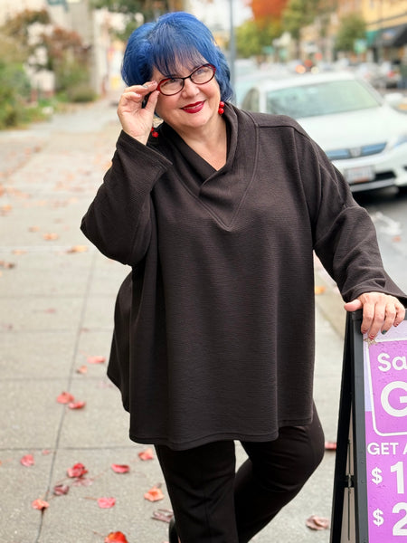 Sydney Criss Cross Neck Tunic- Black