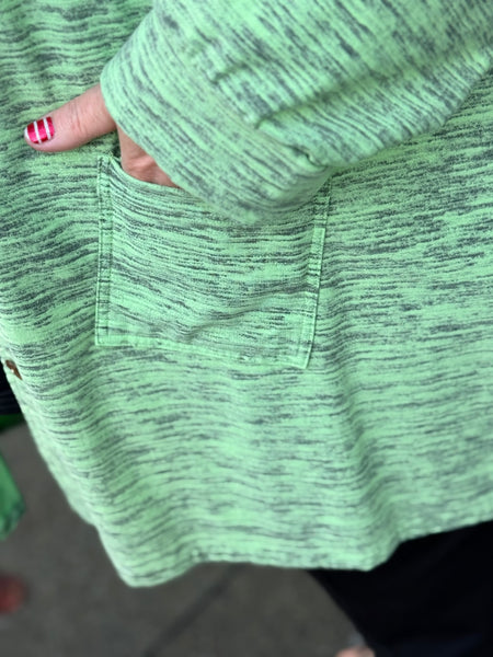 Kleen Heathered Pocket Top- Key Lime