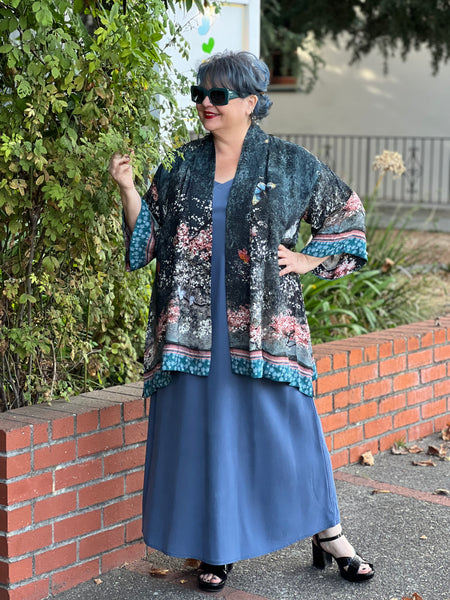 Citron Open Front Kimono-Sakura Night