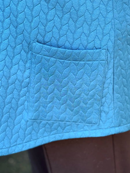 Christopher Calvin Cable Quilt Zip Jacket-Teal