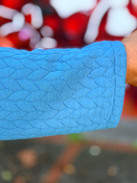 Christopher Calvin Cable Quilt Zip Jacket-Teal