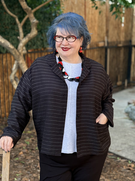 Christopher Calvin Short Jacket- B/W Pinstripe