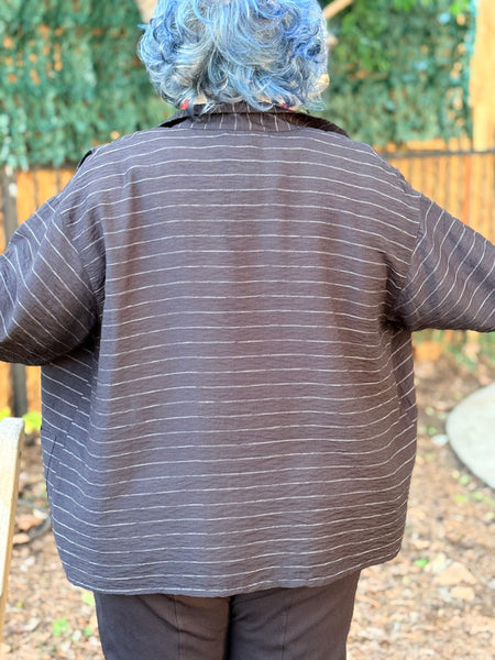 Christopher Calvin Short Jacket- B/W Pinstripe