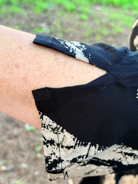 Blue Sky Bamboo Linen Lorine Blouse-Shadow Leaf