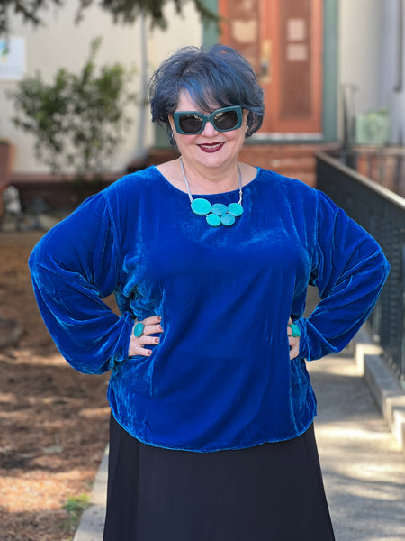 Kleen Velvet Long Sleeve Pullover- Diva Blue