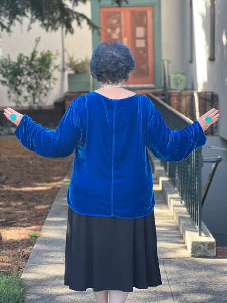 Kleen Velvet Long Sleeve Pullover- Diva Blue