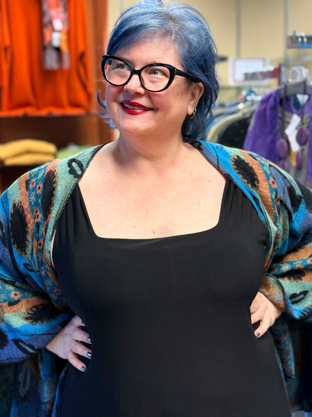 Kozan Truli Tenerif Square Neck Dress- Black