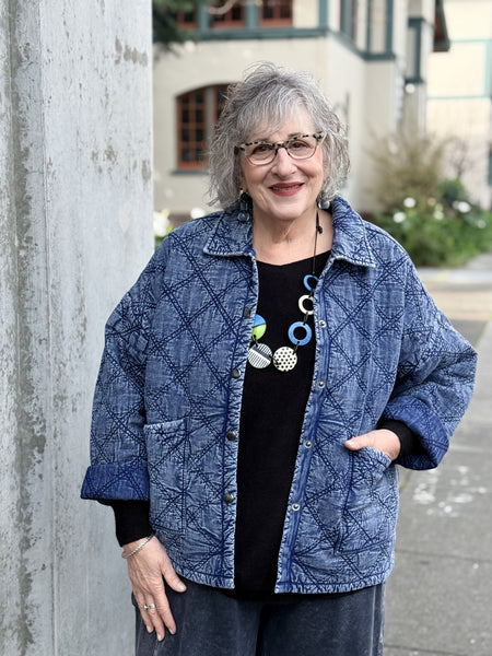 Habitat Washed Quilt Cotton Jacket- Indigo