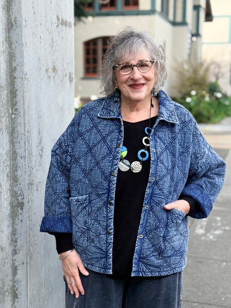 Habitat Washed Quilt Cotton Jacket- Indigo