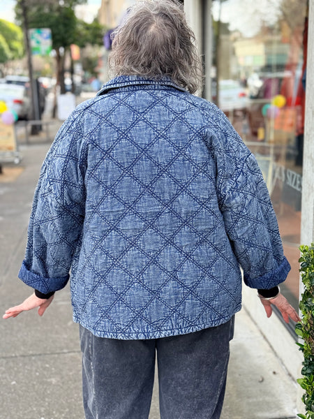 Habitat Washed Quilt Cotton Jacket- Indigo