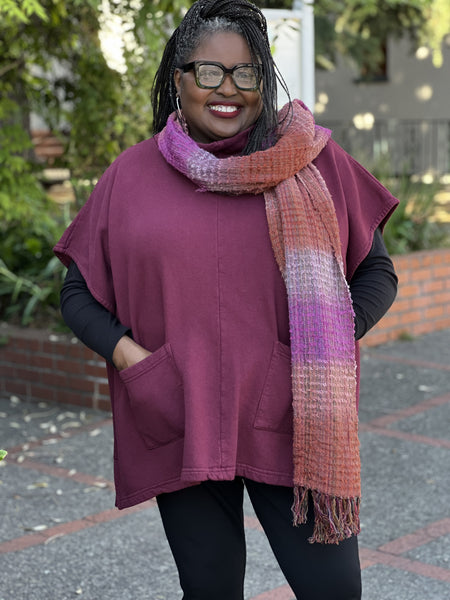 Bryn Walker Bamboo Fleece Pip Poncho-Grenache